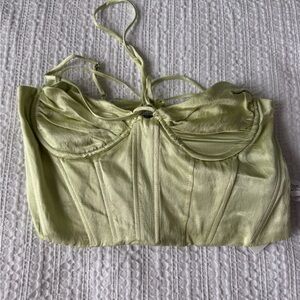 Zara Light Green Satin Crop Top